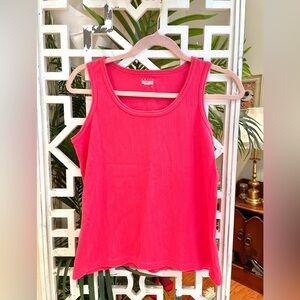 Basic Editions 100% cotton Y2K hot Pink textured Tank Top